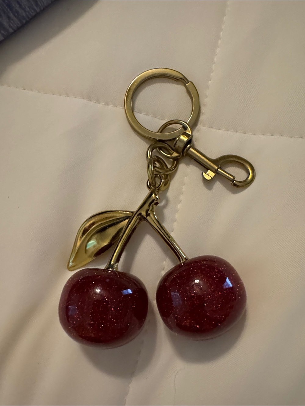 Glittering Cherry Bag Charm